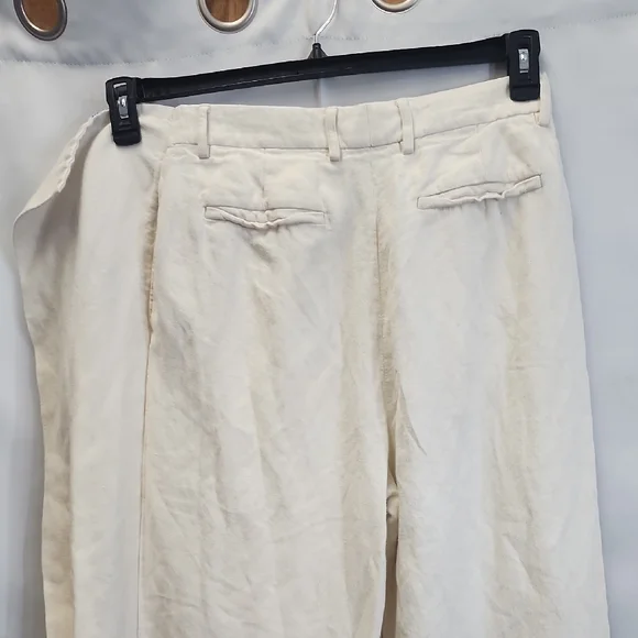 (0434) Cream Wide-Leg Pants with Blue Stripe On Side Panel - Picture 8 of 11